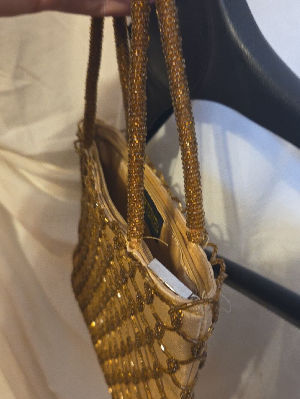 Beaded Gold and Cream Evening Tote - Picture 5 of 6